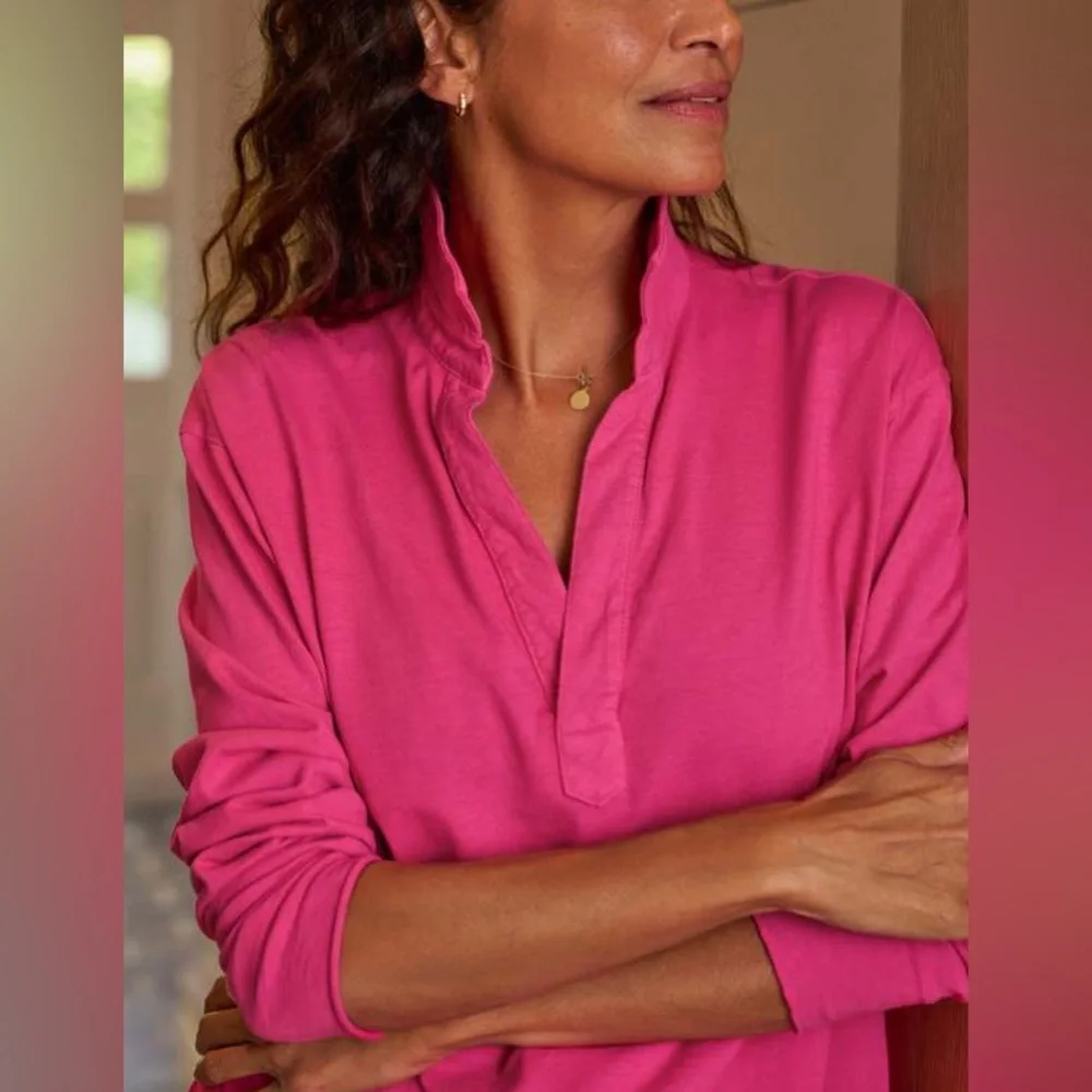 Frank & Eileen Patrick Popover Henley in Rose Size XS - Picture 3 of 9